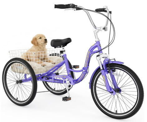 MOPHOTO Folding Adult Tricycle, Step-Through Adjustable Space-Saving — folding adult tricycle